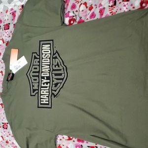 Large Harley Davidson army green t shirt